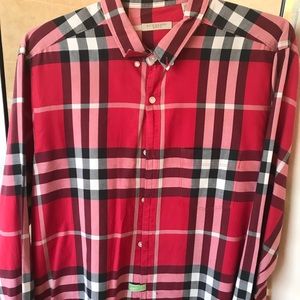 Burberry Red Plaid Button Down XL